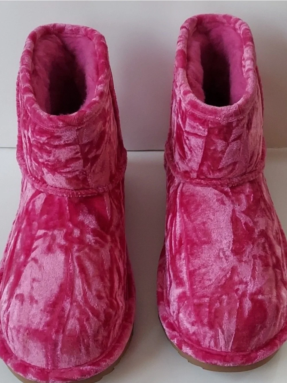 NWOT UGG Classic Mini I| Velvet boots girl's hot pink winter pull on boots Sz 13